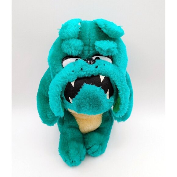 Vintage Bulldog Plush By Liberty Toy Stuffed Animal w/Collar Teal 12" - Picture 1 of 4